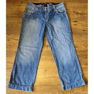 Jasper Conran‎ Womens Blue Jeans 100% Cotton Wide-Leg Jeans Size 14 Reg (32x28)